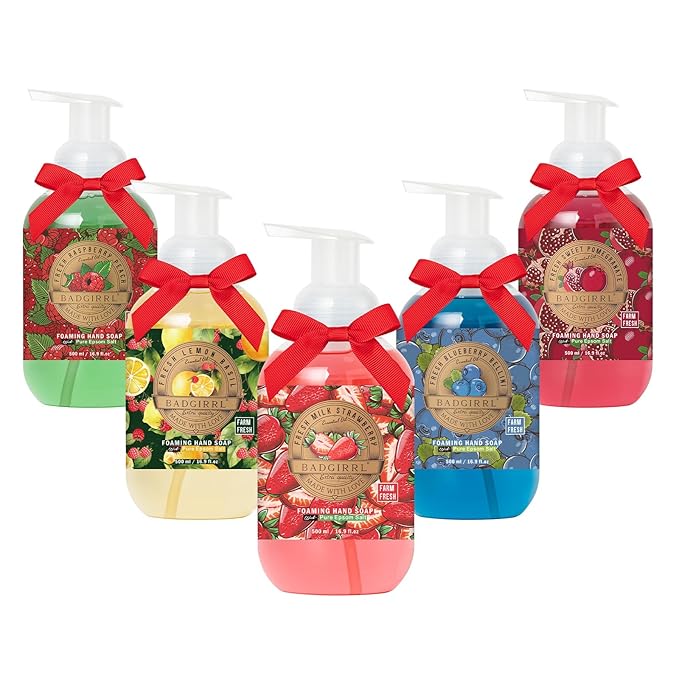 Gift Set for Christmas, 16.9 Fl Oz Each (Pack of 5),Birthday Gift Foaming Hand Soap with Epsom Salt Deep Moisture Gift Set with Shea Butter & Essential Oil Collection Skin Cleanser with Moisturizing