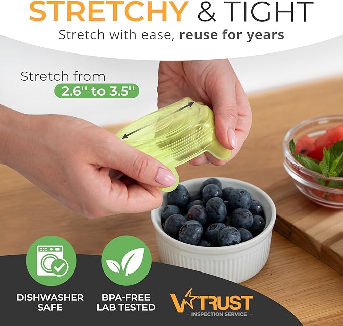 Orblue Silicone Stretch Lids 6-Pack Small for Fresh Food Storage - Seal in Flavors, Keep Food Fresh and Reduce Waste Lime Green