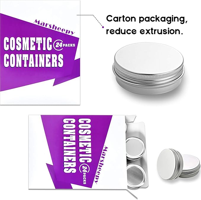 30 ml（1 oz）24 Pack Silver Aluminum Round Lip Balm Tin Storage Jar Containers with Screw Cap for Lip Balm, Cosmetic, Candles