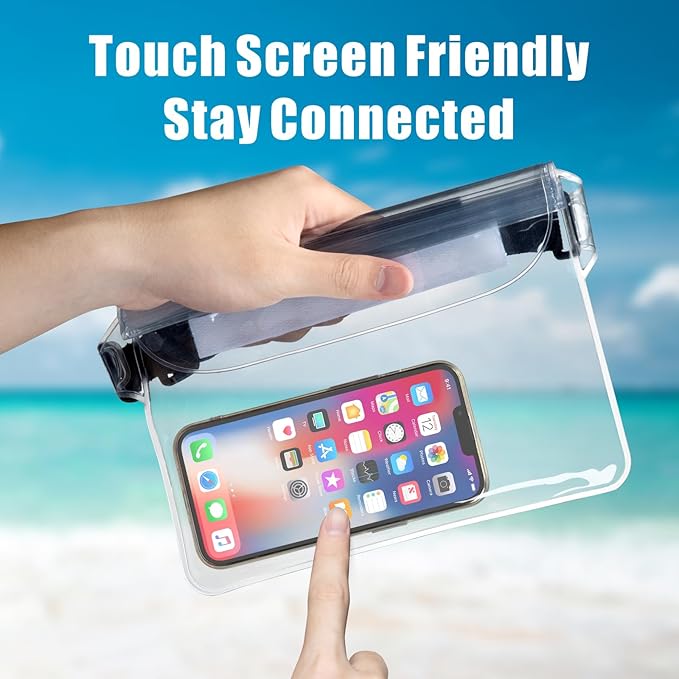 F-color Waterproof Fanny Pack - Cruise Essentials 2025 - Waterproof Pouch, Triple Zipper Roll-Top Dry Bag for Phone with Adjustable Waist Strap, Keep Passport Valuables Dry for Beach Kayaking Boating