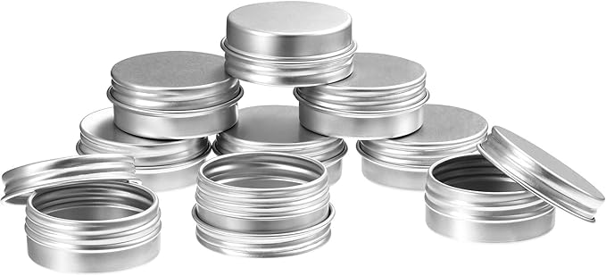 TecUnite 1/2 oz Metal Tins with Lids Mini Tin Containers Aluminum Small Round Cans Silver Screw Top(48 Pack)