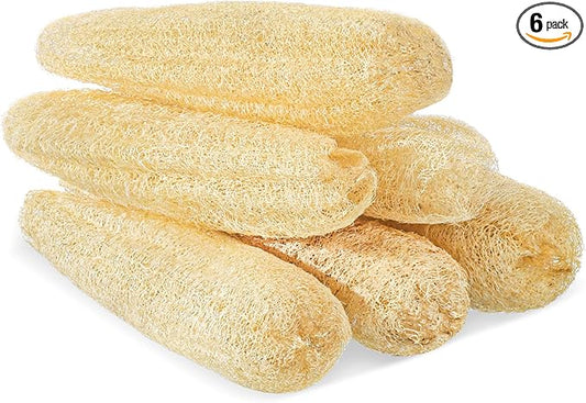 6 Pack Natural Loofah Sponge 15.7 Inch for Kitchen Bath & Body Scrub Organic Exfoliating Sponge for Dishes Skin Men Women