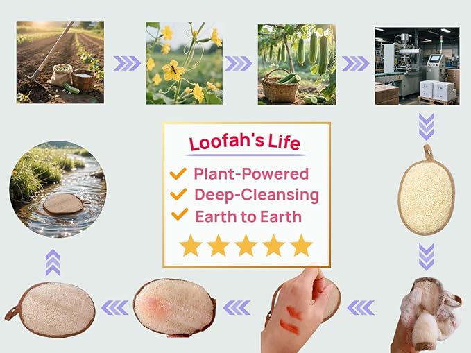 Natural Loofah Bath Sponge Set of 2 ，Exfoliating Body Scrubber，Large Size 7.1"x5.1" Oval Dual-Color (White & Brown) ，Men's and Women's Styles, Spa-Grade Couple Gift，Eco-Friendly Shower Gift