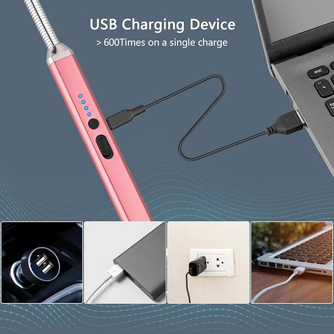 MEIRUBY 2Pack Electric Candle Lighter, Birthday Christmas Stocking Stuffers Gifts for Women Mom Men Wife Sister, USB Arc Rechargeable Windproof Long Lighter for Candle BBQ Housewarming Gift Idals
