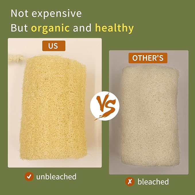 Natural loofah Sponges Exfoliating Body Scrubber(6" Family 6Pack),Real Luffa Unveil Your Skin's Natural Beauty