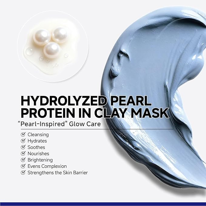 Deep Pore Cleansing Blue Clay Mask for Face, Kaolin Clay Masks for Blackheads and Pores with Niacinamide for Even Out, Hydrating Mud Mask with Brush for All Skin Types（5.3 oz）