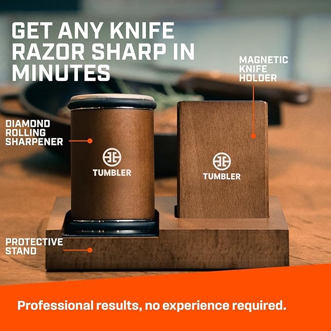 Tumbler Rolling Knife Sharpener Starter Set - Knife Sharpening Made Easy - Holiday Gift Set
