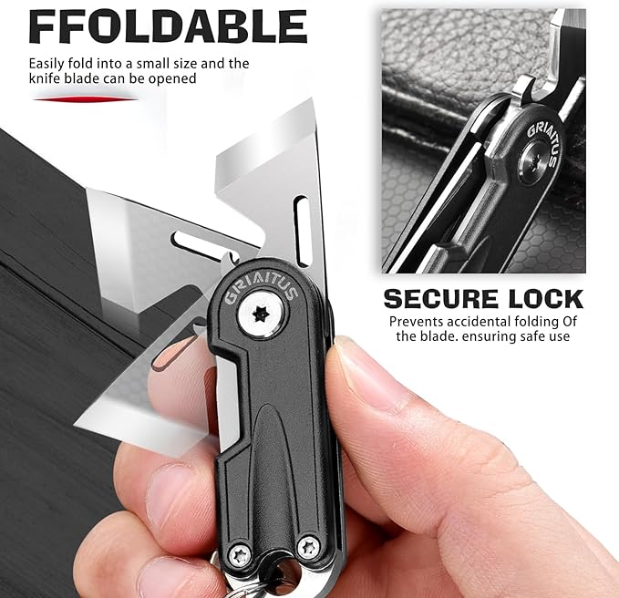 Multitool Pocket Knife Gifts for Men Dad, Stocking Stuffers for Men, EDC Folding Knives, Small Multitool with Bottle Opener Mini Keychain Tool, Camping, Hiking, Fishing Everyday Carry (Black)