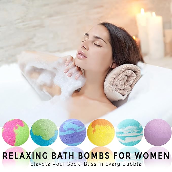 Bath Bombs for Women Relaxing with Inspirational Messages, 12 Natural and Organic Bath Bombs with Essential Oils & Skin Moisturizing Shea Butter. Stocking Stuffers Christmas Gifts for Wife Girlfriend