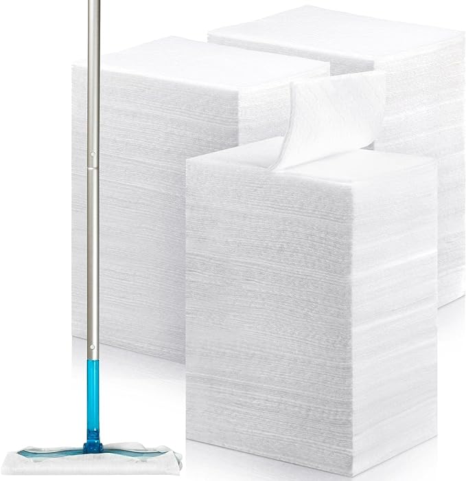 Hoolerry 300 Count Dry Sweeping Cloths Dry Mop Refills Sweeper Dusting Cloths Disposable Duster Refills Floor Mop Pads, 11.81 x 8.66 inch