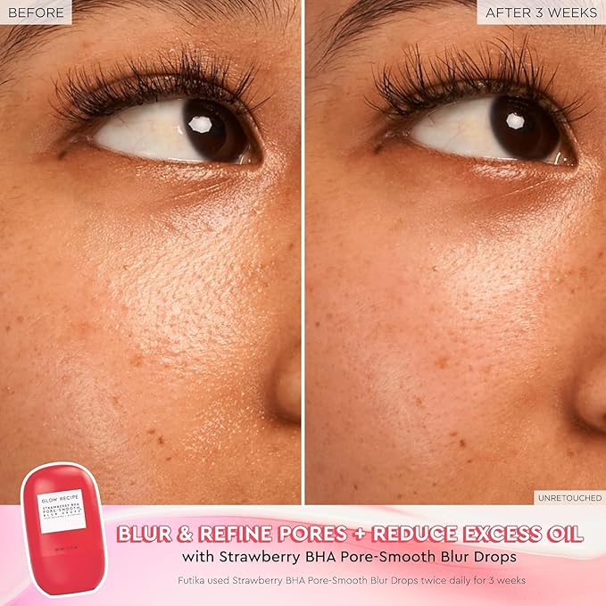 Glow Recipe Smooth Skin Sailing Skincare Set - Watermelon Glow Pink Juice Facial Moisturizer + Silicone-Free BHA Strawberry Pore Minimizer Blurring Drops (2 Count)