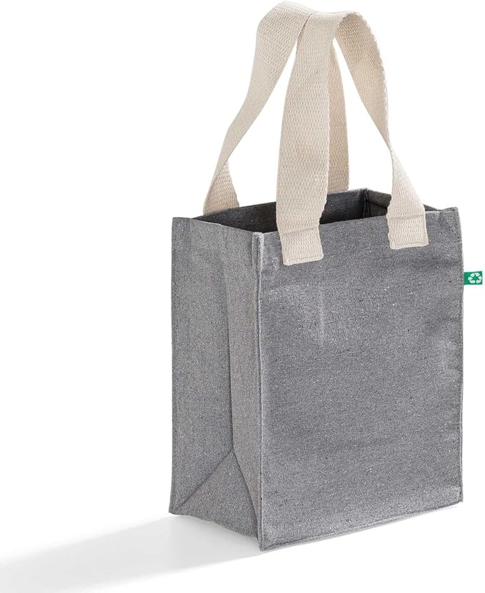 Recycled Canvas Book Bag with Full Gusset – 6 Pcs Eco-Friendly Reusable Tote Bags with Shoulder Straps, Bulk