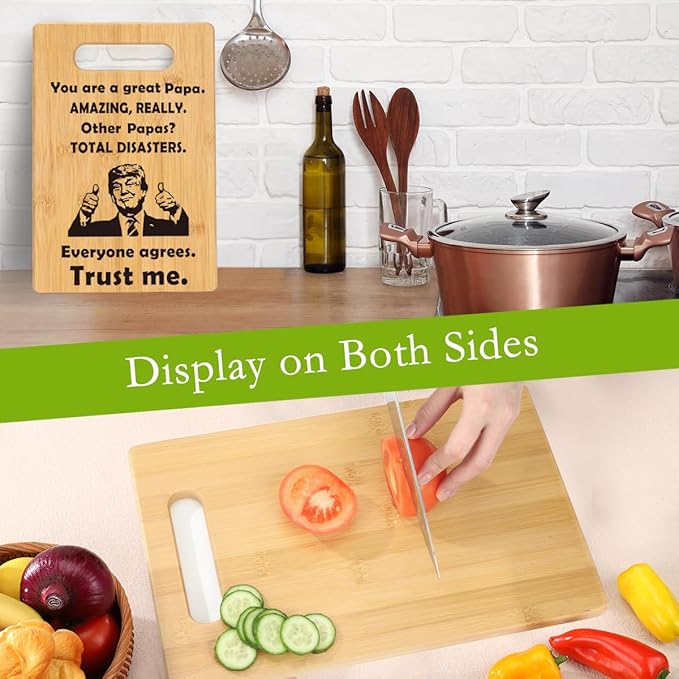 Funny Papa Gifts for Grandpa, Gifts for Dad Christmas, Best Papa Gifts from Grandkids, Papa Birthday Gifts for Grandfather, Father, Step Dad, Unique Gift for Papa Cutting Board