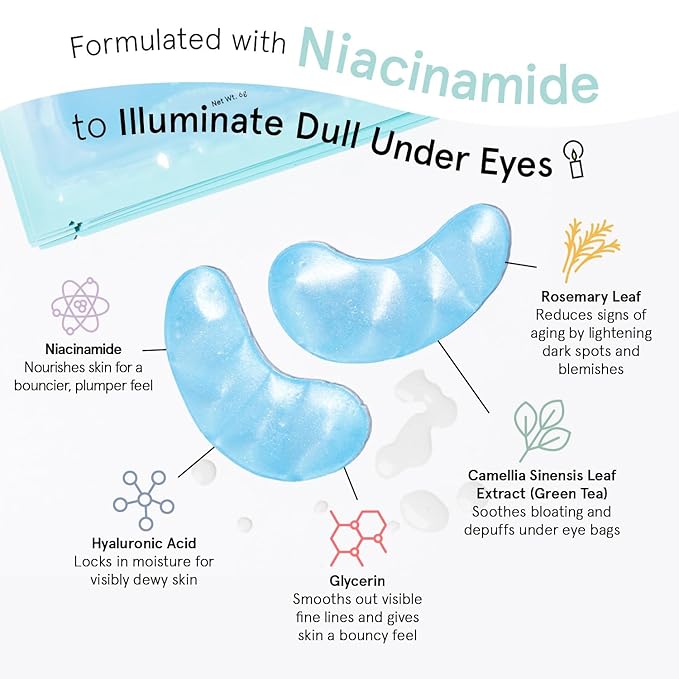 grace & stella Award Winning Under Eye Mask Reduce Dark Circles, Puffy Eyes, Wrinkles - Undereye Patches -White Elephant Gifts for Adults (Blue Eye Mask 48 Pairs + Hyaluronic Acid Serum 17ml)