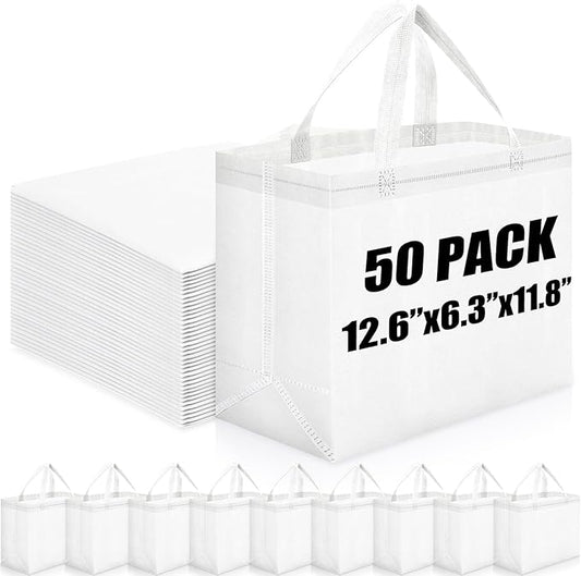 Windyun Reusable Grocery Bags Large Non Woven Shopping Bags with Handles Foldable Portable Tote Bulk, 12.6 x 11.8 x 6.3 Inch