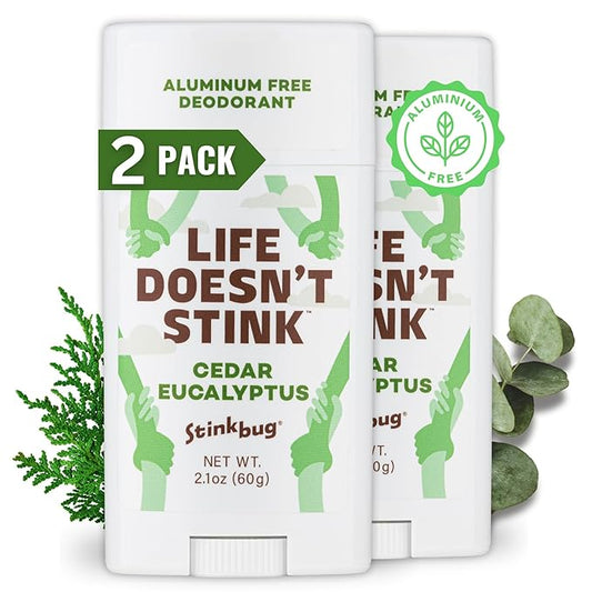 Stinkbug Naturals Organic Aluminum Free Deodorant Stick with Cedar Eucalyptus, Coconut Oil and Essential Oils, Paraben Free, Sensitive Skin Deodorant, 2.1 Ounces Pack of 2