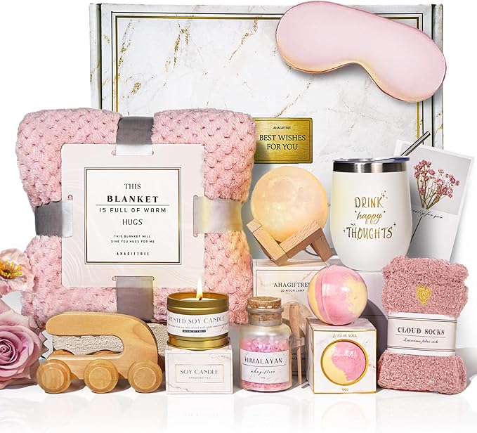 Surgery Recovery Gifts Women,Get Well Soon Gift Baskets for Women After Surgery,Birthday Gifts,Condolences Gift Basket for Loss,Sympathy Baskets for friend (Pink)