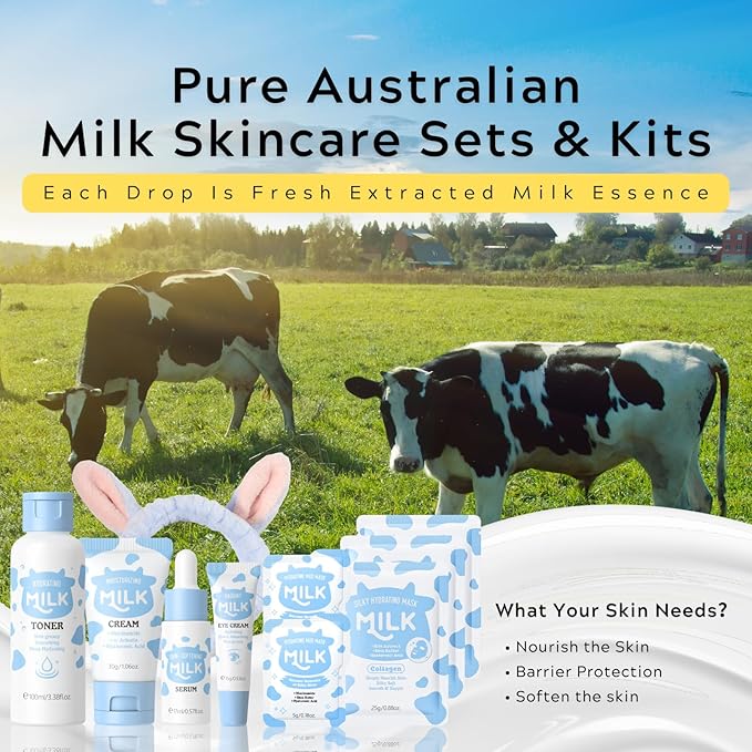 Milk Skincare Set, Travel Size Milk Skin Care Products Skin Care For Teens 10-12 (Milk Set D)