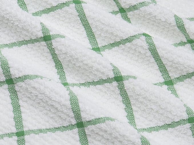 Cleaning Rags Cleaning Cloths for Cleaning House, Cotton Dish Cloths Dish Rags for Washing Dishes, Set of 8, Light and Soft Terry Kitchen Washcloths Kitchen Rags,12 Inch x 12 Inch (Green Set