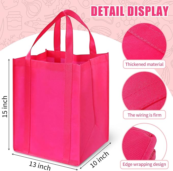 12 Pack Heavy Duty Reusable Grocery Bags - Large Shopping Totes Reinforced Handles, Holds 40 lbs, Foldable and Washable (Royal Blue)