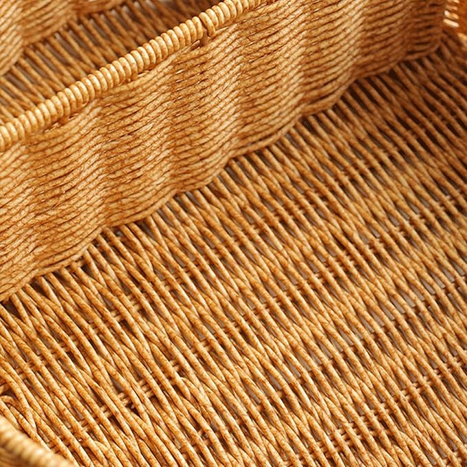Natural Woven Bear Ear Wall Shelf Handmade Storage Basket for Small Plants and Books Decorative Floating Organizer with Unique Animal Design