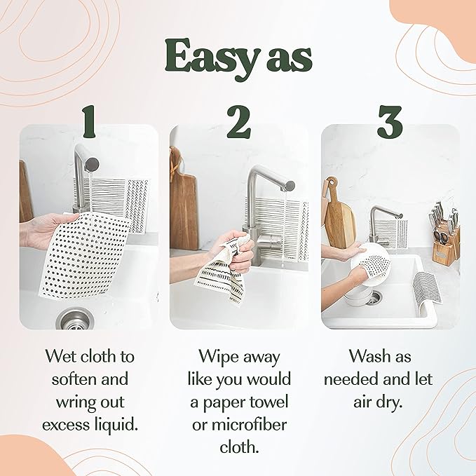 FEBU Swedish Dishcloths for Kitchen | 5 Pack Fresh Flowers Reusable Paper Towels Washable | Swedish Dish Towels | Non-Scratch Cellulose Sponge Cloths | No Odor, Biodegradable Cleaning Cloths