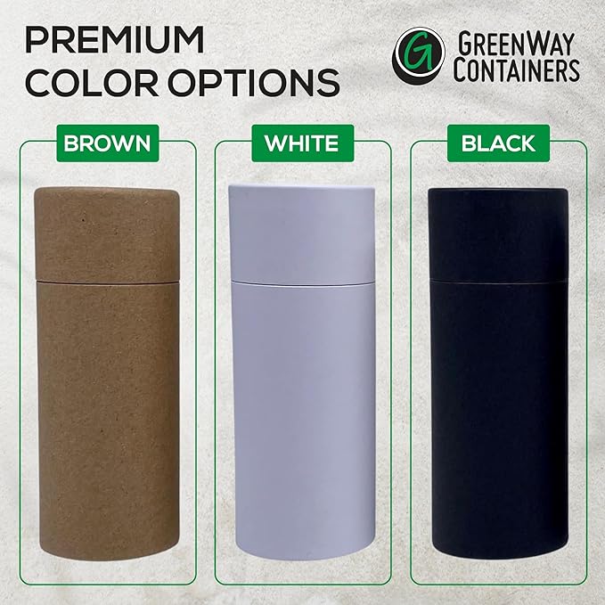 GreenWay 2.5oz / 70g Kraft Paperboard Deodorant Tubes with Lids - 12 Pack Solid Perfume Refillable DIY Cosmetic Containers - Deodorant Containers Lotion Tubes Empty Holder Kraft - Black
