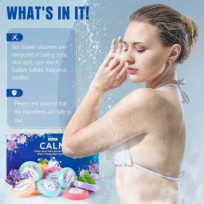 Shower Steamers Aromatherapy 8 Pack - Christmas Stocking Stuffers & White Elephant Gifts for Women, Men, Adults - Travel Essentials & Self Care Gifts for Relaxation of Home, Hotel & Gym