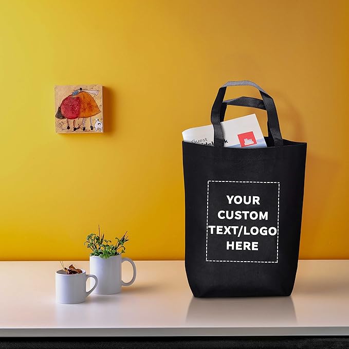 DISCOUNT PROMOS Large Reusable Heavy Duty Tote Bag Set of 10/50/100, Personalized Bulk Pack