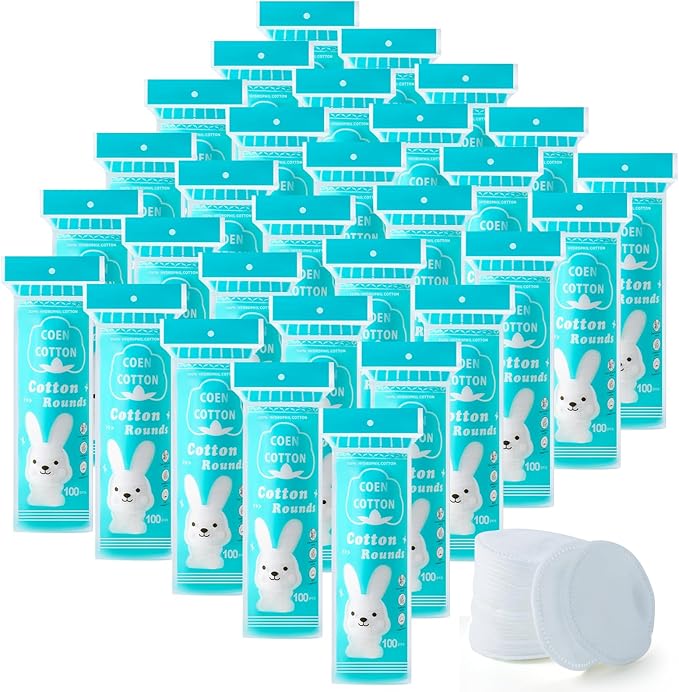 Premium Cotton Rounds, 100 Count (Pack of 30) Cotton Pads for Face, 100% Cotton Makeup Remover Pads, Soft & Non-Irritating for Most Skin Types
