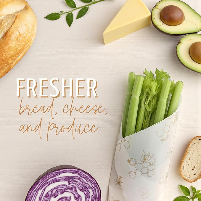Beeswax Bread Wraps – Reusable, Eco-Friendly, Organic Cotton Wraps for Food, Sourdough, Artisan Bread, Sandwiches, Baked Goods– Plastic-Free, Biodegradable, Zero Waste, Sustainable Kitchen Storage