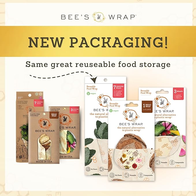 Bee's Wrap Vegan Beeswax Wraps for Food - Cut to Size 14x52" Wax Paper Roll - Made in USA Reusable Waxed Paper Bowl Covers, Organic Eco-Friendly Alternative to Aluminum Foil, Herb Garden