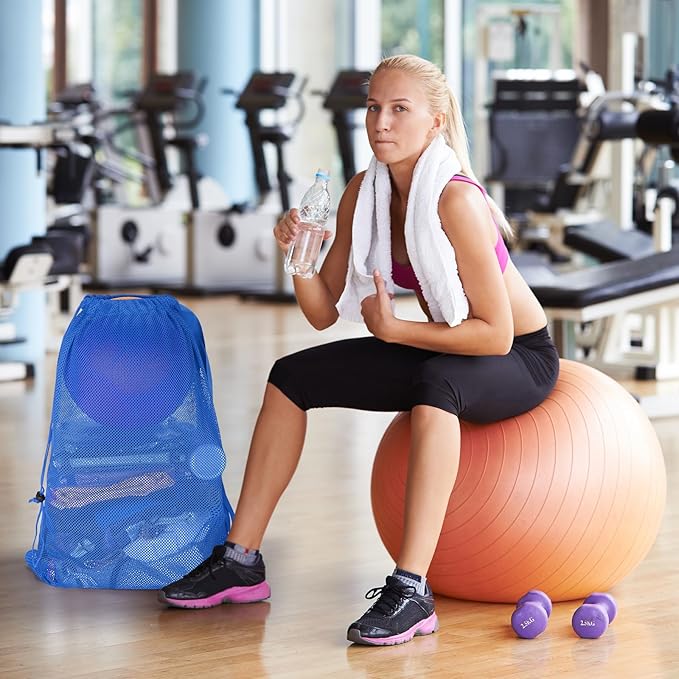 2 Packs Swim Bag Mesh Drawstring Backpack Oversized 18" x 26", Large Mesh Drawstring Backpack for Beach, Swimming, Gym, and Workout Gear (Blue)