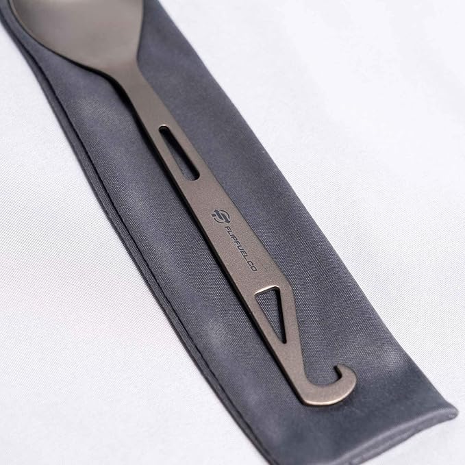 FlipFuel Camping Titanium Spork - Ultra-Lightweight, Durable, Built-In Bottle Opener