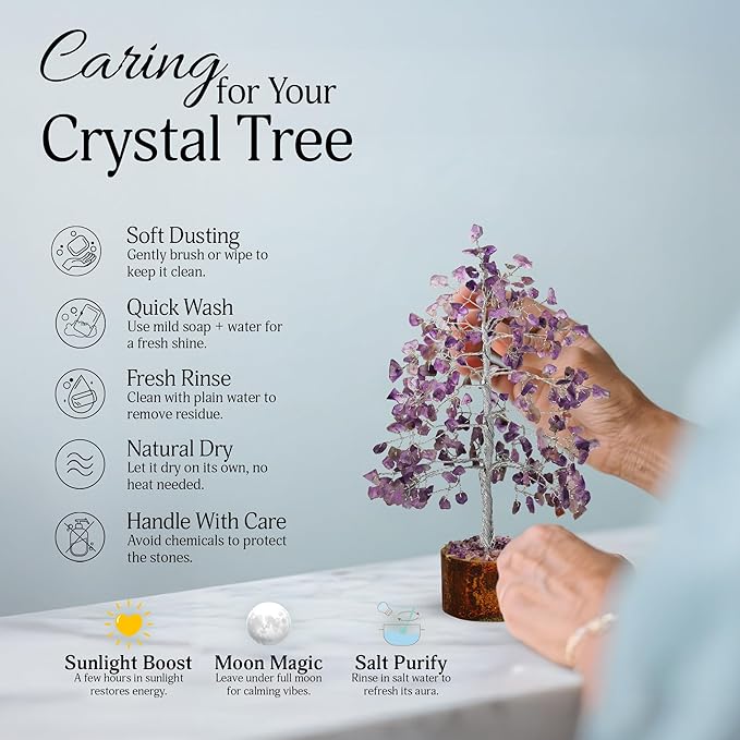 FASHIONZAADI Amethyst Crystals Tree of Life - Stones and Crystals - Bonsai Tree - Good Luck Gifts for Women - Meditation Accessories - Chakra Stones Decor
