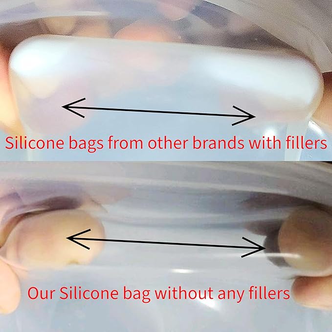 Elkanah Quart Reusable Sous Vide Bags Silicone Sous Vide Reusable Bags|100% Platinum Food Grade Silicone|Medium 35 Fl Oz|Clear-Set of 2