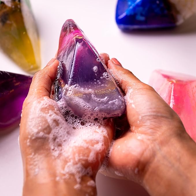 Earth & Home Rock Soap- Soap Rocks set of 2- Mothers day Gift- Decorative Scented Gemstone Soaps with Real Crystals inside- with Natural Ingredients & Essential Oil- Moisturizing