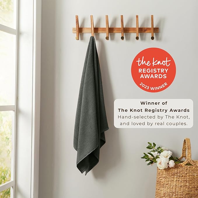 Great Bay Home Dark Grey Bath Towels - 100% Cotton 4 Pack 54x27 Bath Towel Set - Absorbent, Quick-Drying, Durable Towels for Bathroom Decor - Low-Twist, Two-Ply Fibers (Midnight)
