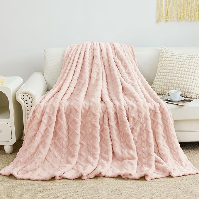 Aganear Flannel Throw Blanket - Cozy Soft Lightweight Fuzzy Portable Throw Blankets, Boho Decor for Home, Warm Gifts for Birthday, Christmas, Halloween, Housewarming(50"x60", Pink)