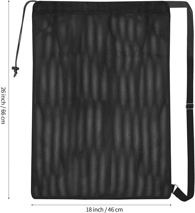 2 Packs Swim Bag Mesh Drawstring Backpack Oversized 18" x 26", Large Mesh Drawstring Backpack for Beach, Swimming, Gym, and Workout Gear (Black)