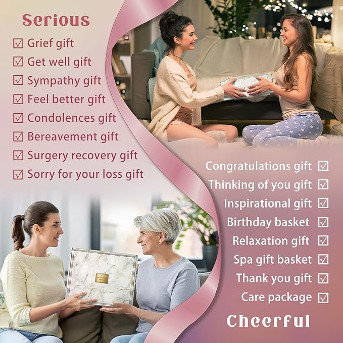 Surgery Recovery Gifts Women,Get Well Soon Gift Baskets for Women After Surgery,Birthday Gifts,Condolences Gift Basket for Loss,Sympathy Baskets for friend (Pink)