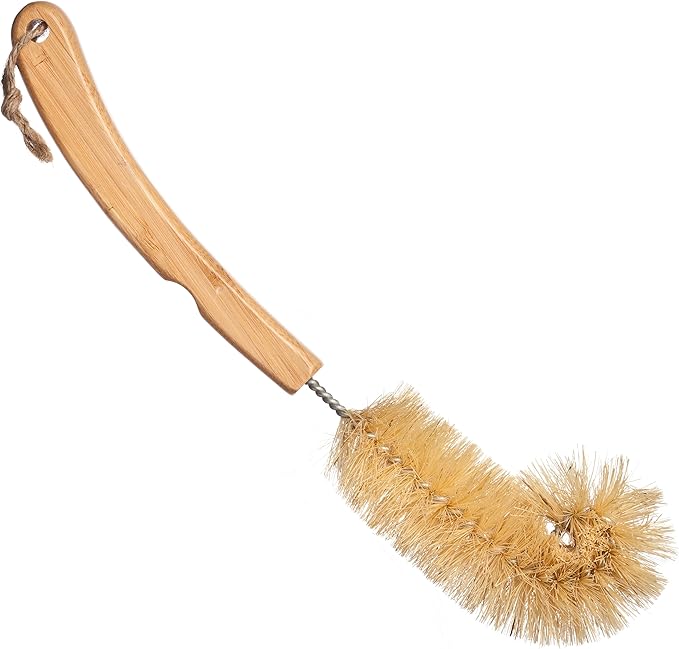 LOLA Bamboo Bottle Brush, Ergonomic Durable Bamboo Handle, Non Scratch, Easy Storage, Bristles Made from Recycled Soda/Water Bottles - 1 Pack