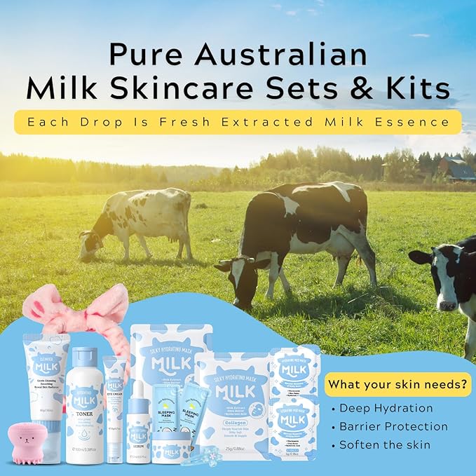 Milk Skincare Gift Set for Women/Girls - Skin Care for Kids Cleaning & Hydrating & Nourish Skincare for Teens 10-12 Ideal for Beginners - Christmas Gifts for Teenage (14Pcs-IN-Gift Box)