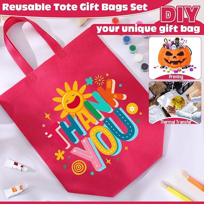 Windyun Reusable Grocery Bags Large Non Woven Shopping Bags with Handles Foldable Portable Tote Bulk, 12.6 x 11.8 x 6.3 Inch