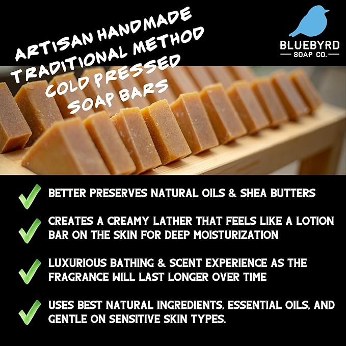 Bluebyrd Gourmet Assorted Handmade Soap Bars for Women & Men | Large, 25 oz Gift Set of 5 Natural Cleansing Bars - Chocolate Orange, Coffee, Mocha, Mint Chocolate | Vegan Soap Gift (Gourmet)