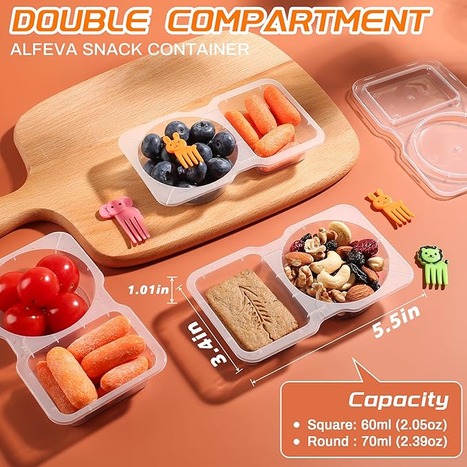 24 Pcs reusable snack containers with Lids, snack containers for kids adults10 Forks, snack pack containers - Lightweight and Stackable, Microwaveable/refrigerator safe