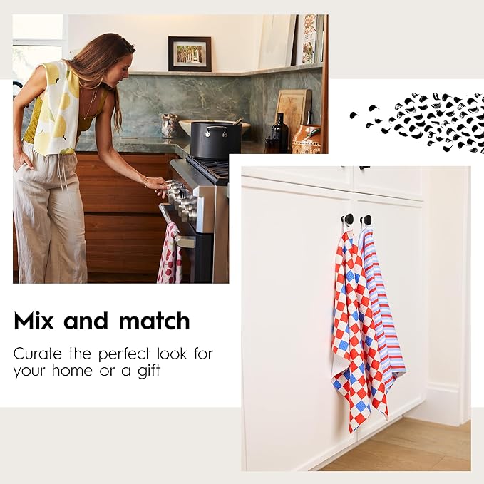 GEOMETRY Kitchen Towels - Quick Dry, Absorbent Microfiber Dish Towels for 4th of July, Memorial Day, Veterans Day, and Holiday Decor - Red, White, and Blue- Patriot Picnic