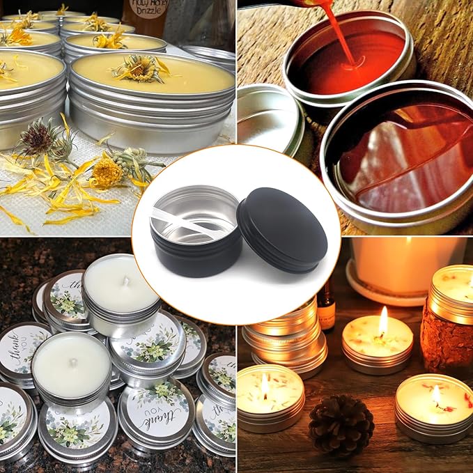 10pack 80ml Aluminum Tin, 80 Gram Black Empty Travel Cosmetic Sample Containers with Screw Cap Lid, 80g Metal Tins Can Storage Travel Jars for DIY Crafts, Lip Balms, Face Cream, Candle, Tea
