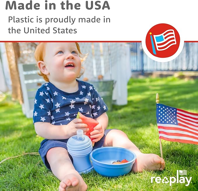Re-Play 12 oz. Toddler Bowls Set of 4 - Kids Deep-Walled, Durable & Reusable Snack and Meal Bowls, Dishwasher & Microwave Safe, BPA-Free, Made in USA from Recycled Plastic, Cactus Flower