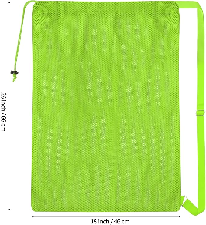 2 Packs Swim Bag Mesh Drawstring Backpack Oversized 18" x 26", Large Mesh Drawstring Backpack for Beach, Swimming, Gym, and Workout Gear (Green)